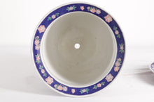 Load image into Gallery viewer, Blue Floral Planter with Plate