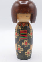 Load image into Gallery viewer, Vintage Japanese Kokeshi Doll Hand Painted Kimono Wood 8 5 Inch