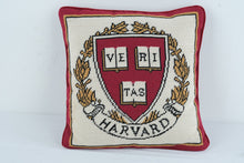 Load image into Gallery viewer, Harvard University Needlepoint Throw Pillow Veritas Crest Decorative Accent 13 Inch