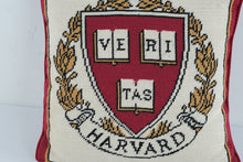Load image into Gallery viewer, Harvard University Needlepoint Throw Pillow Veritas Crest Decorative Accent 13 Inch