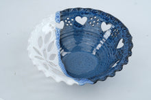 Load image into Gallery viewer, Handmade Blue and White Studio Pottery Heart Cutout Bowl 11 Inch