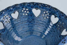 Load image into Gallery viewer, Handmade Blue and White Studio Pottery Heart Cutout Bowl 11 Inch