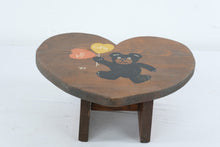 Load image into Gallery viewer, Vintage 1987 Heart Shaped Wood Stool Hand Painted Teddy Bear Folk Art