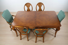 Load image into Gallery viewer, French Provincial Style Solid Wood Dining Table Set with 6 Chairs and Leaves
