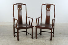 Load image into Gallery viewer, Henredon Pan Asian Vintage Mahogany Dining Table and Six Cane Seat Chairs with Two Leaves