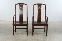 Load image into Gallery viewer, Henredon Pan Asian Vintage Mahogany Dining Table and Six Cane Seat Chairs with Two Leaves
