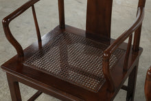 Load image into Gallery viewer, Henredon Pan Asian Vintage Mahogany Dining Table and Six Cane Seat Chairs with Two Leaves