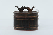 Load image into Gallery viewer, Lombok Indonesia Bamboo Storage Basket with Hand-Carved Twin Bird Handle – Indonesian Tribal Decorative Container