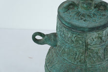 Load image into Gallery viewer, Antique Chinese Bronze Vessel with Lid – Archaic Style Hu Jar with Taotie Motifs (16” Tall)