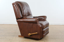 Load image into Gallery viewer, La-Z-Boy Brown Leather Rocker Recliner Chair Manual Reclining Armchair
