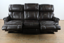 Load image into Gallery viewer, La-Z-Boy Dark Brown Leather Reclining Sofa Couch