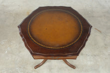 Load image into Gallery viewer, Vintage Mahogany Hexagonal Leather Top Accent Table with Drawer - ONLINE ONLY