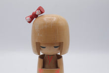 Load image into Gallery viewer, Vintage Japanese Kokeshi Doll Scenic Waterfall Red Bow 7 Inch