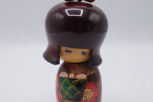 Load image into Gallery viewer, Vintage Japanese Kokeshi Doll Red Bow Floral Kimono 6 Inch