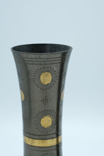 Load image into Gallery viewer, Pair of Etched Metal Bud Vases with Brass Inlay – Decorative Mid-Century Style