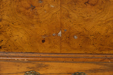 Load image into Gallery viewer, Solid Oak 3-Drawer Bombe Chest with Burl Wood Top