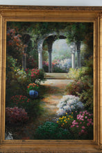 Load image into Gallery viewer, Vintage Joonam Yoon Garden Landscape Oil Painting Framed Canvas 39x50