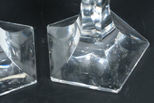 Load image into Gallery viewer, Pair of Faceted Crystal Candlestick Holders – Tall & Elegant Pedestal Design