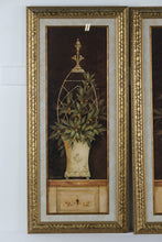 Load image into Gallery viewer, Set of 2 Framed Botanical Topiary Prints β Classic Olive Urn Wall Art in Gold Ornate Frames β 19.5" x 43.5" Each