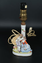 Load image into Gallery viewer, Victorian Courting Couple Porcelain Figurine Lamps – Pair with Shades
