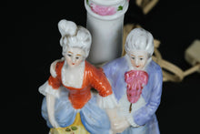 Load image into Gallery viewer, Victorian Courting Couple Porcelain Figurine Lamps – Pair with Shades