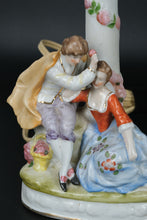 Load image into Gallery viewer, Victorian Courting Couple Porcelain Figurine Lamps – Pair with Shades