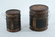 Load image into Gallery viewer, Handwoven Stacking Basket Pair Rustic Bamboo and Wood Storage Containers
