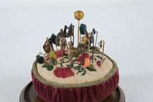 Load image into Gallery viewer, Antique Pin Cushion Under Glass Dome Sewing Pins Victorian Style Display