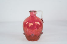 Load image into Gallery viewer, Blenko Cranberry Crackle Glass Pitcher Applied Handle Rosette Feet 7 Inch