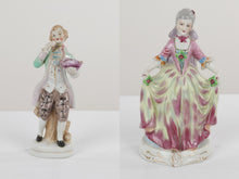 Load image into Gallery viewer, Vintage Japan Hand Painted Porcelain Colonial Couple Figurine Set 9 Inch 12 Inch