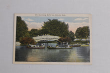 Load image into Gallery viewer, Vintage Canoeing, Belle Isle, MI Postcard