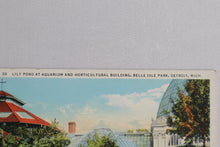 Load image into Gallery viewer, Lily Pond at Aquarium and Horticultural Building, Belle Isle Park, Detroit, MI Postcard - Unposted