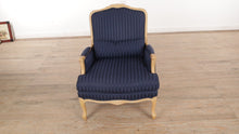 Load and play video in Gallery viewer, Ethan Allen Navy Country French Bergère Arm Chair