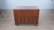 Load and play video in Gallery viewer, Mid-Century Modern Mode Inc. Solid Wood Double Drawer File Cabinet (Oakland, CA)