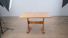 Load and play video in Gallery viewer, Rustic Pine Trestle Dining Table – 48″ x 36″ x 30.5″