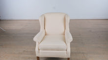 Load and play video in Gallery viewer, The Marquise Wingback – Cream Jacquard Upholstered Armchair
