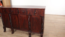Load and play video in Gallery viewer, Large Flamed Mahogany Antique Buffet
