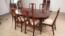 Load and play video in Gallery viewer, Craftique Heirloom Mahogany Dining Set - 6 Chairs &amp; 3 Leaves
