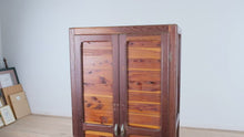 Load and play video in Gallery viewer, Vintage Solid Cedar Armoire – 68” Tall, Original Hanging Wardrobe Cabinet