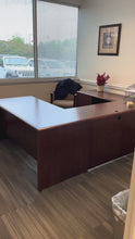 Load and play video in Gallery viewer, U-Shaped Executive Desk with File Cabinets – 94x66