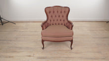 Load and play video in Gallery viewer, Vintage Rosy Rounded Back Arm Chair - Tufted Back