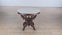 Load and play video in Gallery viewer, Victorian Eastlake Marble-Top Parlor Table