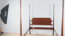 Load and play video in Gallery viewer, Craftique Heirloom Mahogany Queen Pencil Post Bed – MEL Finish, 80" Tall
