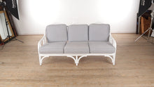 Load and play video in Gallery viewer, White Rattan Sofa - New Custom Cushions