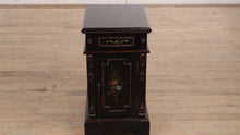 Load and play video in Gallery viewer, Black Side Table with Lower Rose Cabinet - Ultimate Accents