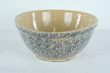 Load image into Gallery viewer, Robinson Ransbottom Blue Spongeware Mixing Bowl USA Stoneware 15.5 Inch