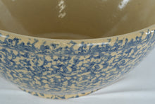 Load image into Gallery viewer, Robinson Ransbottom Blue Spongeware Mixing Bowl USA Stoneware 15.5 Inch
