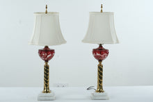 Load image into Gallery viewer, Pair of Ruby Red Bohemian Glass Lamps