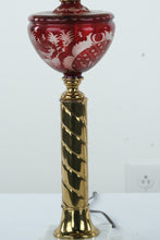 Load image into Gallery viewer, Pair of Ruby Red Bohemian Glass Lamps