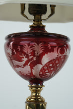 Load image into Gallery viewer, Pair of Ruby Red Bohemian Glass Lamps